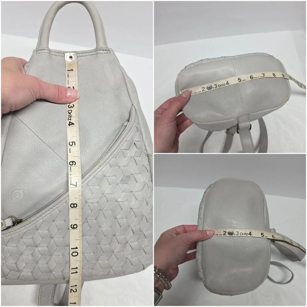 Born Millport Sling Backpack Bag In Woven Light Gray Soft Leather Boho Travel